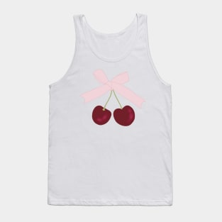 cherries knot ribbon aesthetic dollette coquette pink red Tank Top